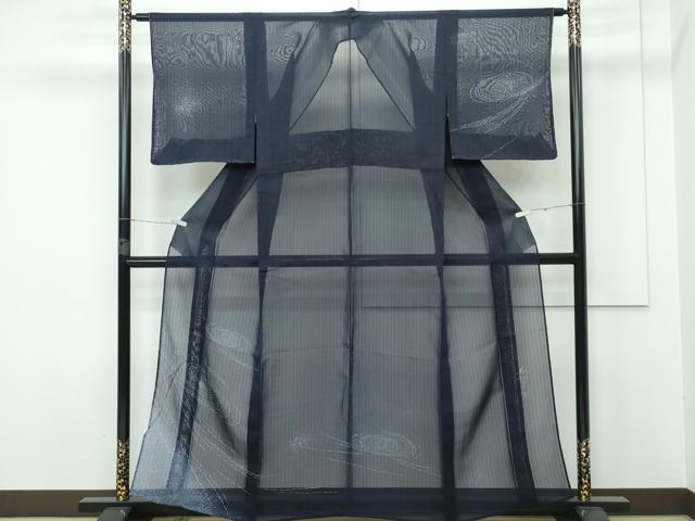 Summer Wear - 平和屋本店■極上　夏物　訪問着　紗　渦巻　濃紺地　逸品　未使用　CZAA2807s5
