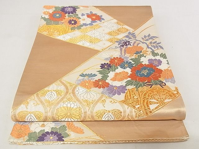 平和屋着物◎六通柄袋帯 唐織 花車文 金銀糸 引箔 正絹 逸品 AAAI9445Apf