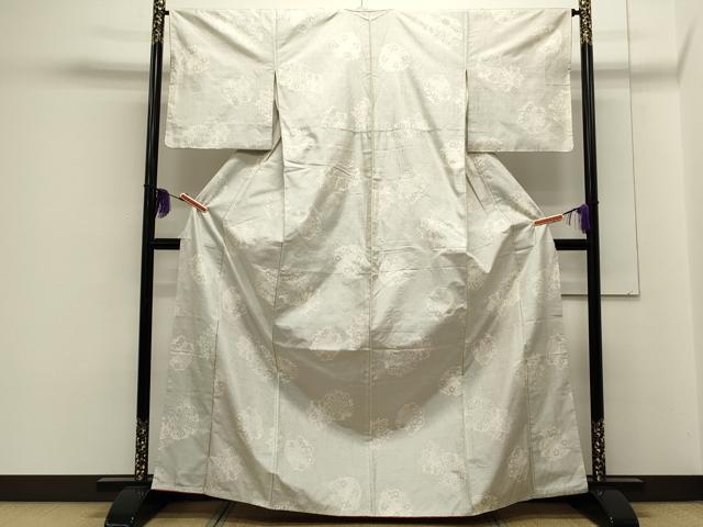 平和屋着物●本場大島紬　白大島　120亀甲　草花丸文　正絹　逸品　CAAS0240th