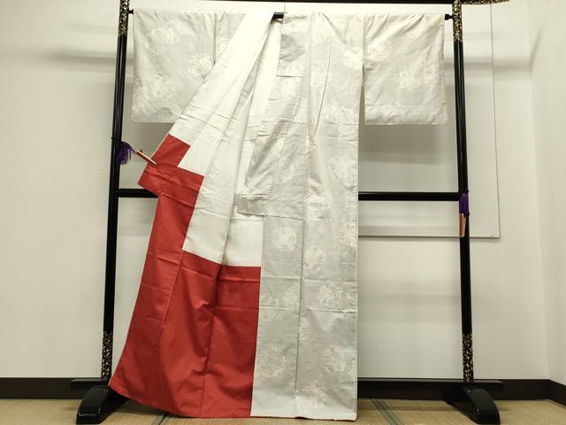 平和屋着物●本場大島紬　白大島　120亀甲　草花丸文　正絹　逸品　CAAS0240th