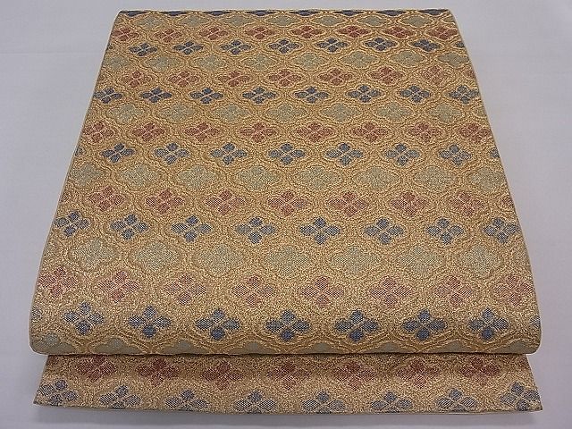 平和屋着物■六通柄袋帯　菱花文　金糸　逸品　ut4165