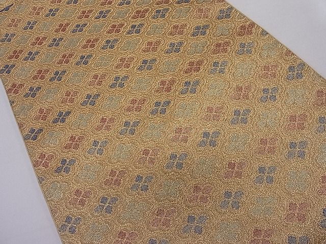 平和屋着物■六通柄袋帯　菱花文　金糸　逸品　ut4165