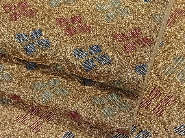 平和屋着物■六通柄袋帯　菱花文　金糸　逸品　ut4165