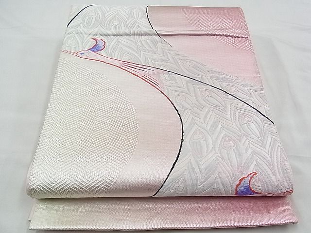 平和屋着物◎六通柄袋帯　唐織　孔雀　銀糸　逸品　BAAE1394ns