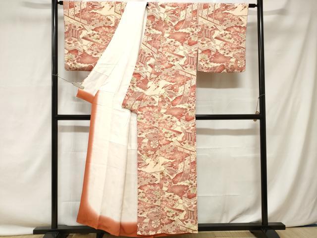 平和屋着物■上質な小紋　花車　御所車風景文　正絹　逸品　CAAY1573ev