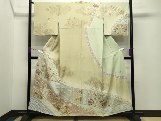 平和屋着物●TOKI志すい キモノモードオリジナルブランド　訪問着　駒刺繍　更紗花唐草文　暈し染め　金彩　正絹　逸品　CABD8860gh