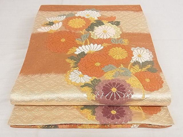 平和屋着物◎佐賀錦　六通柄袋帯　唐織　花丸文　金銀糸　正絹　逸品　AAAH5270Apf