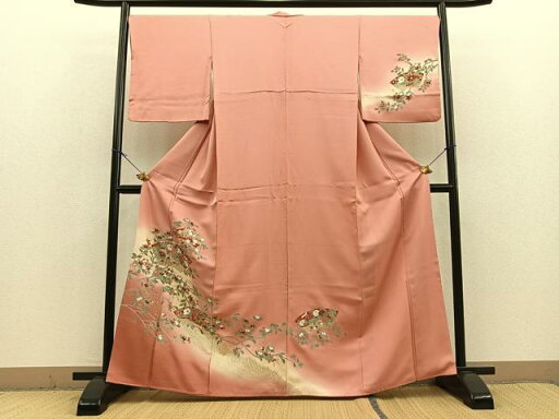 平和屋着物■訪問着 地紙枝花文 暈し染め 金彩 正絹 逸品 BAAQ3964ui 平和屋着物■訪問着 地紙枝花文 暈し染め 金彩 正絹 逸品 BAAQ3964ui