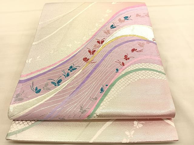 平和屋着物◎六通柄袋帯　唐織　舞蝶文　金銀糸　正絹　逸品　BAAU5536hv