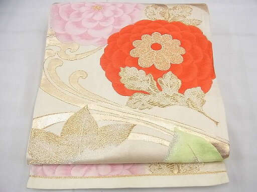平和屋着物◎六通柄袋帯 唐織 菊水文様 金糸 逸品 BAAE3822fk 平和屋着物◎六通柄袋帯 唐織 菊水文様 金糸 逸品 BAAE3822fk