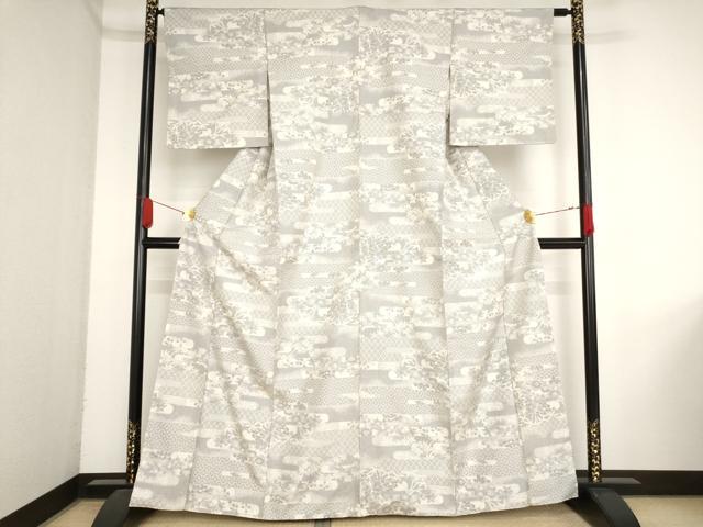 平和屋着物■上質な紬 雲取り花菱文 正絹 逸品 AAAN7850bw