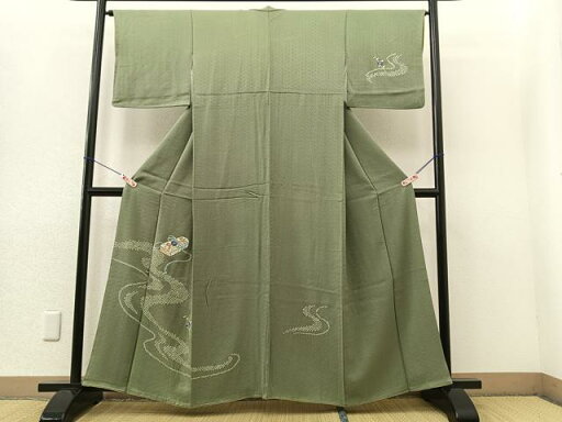 平和屋着物■訪問着 絞り 刺繍 流水文箱花文 正絹 逸品 BAAQ9172wb 平和屋着物■訪問着 絞り 刺繍 流水文箱花文 正絹 逸品 BAAQ9172wb