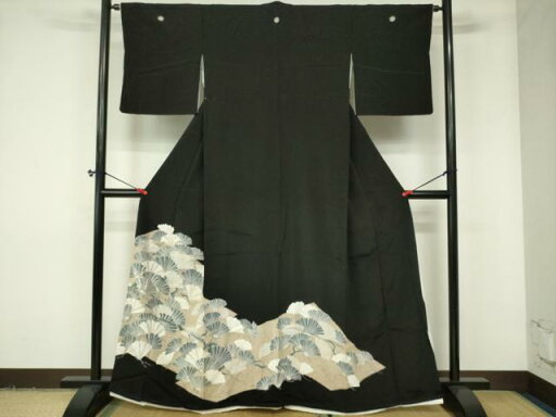 平和屋着物■豪華黒留袖 駒刺繍 織松 正絹 逸品 DAAM0290sf 平和屋着物■豪華黒留袖 駒刺繍 織松 正絹 逸品 DAAM0290sf