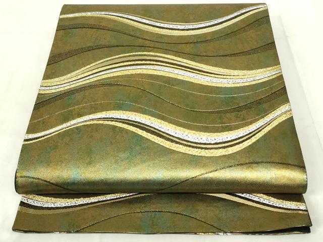 平和屋着物◎六通柄袋帯　流水文　金銀糸　引箔　正絹　逸品　DABB2592qp