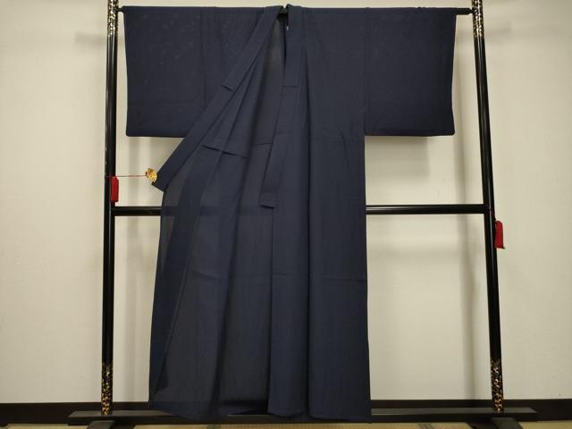 平和屋着物＊夏物　男性　色無地　絽　濃藍色　正絹　逸品　AAAZ5131sx