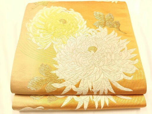 平和屋着物◎六通柄袋帯 唐織 草花文 乱菊 金糸 正絹 逸品 AAAJ8093Bsa 平和屋着物◎六通柄袋帯 唐織 草花文 乱菊 金糸 正絹 逸品 AAAJ8093Bsa
