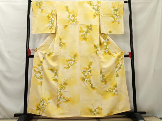 平和屋着物■上質な小紋　手描き　草花文　暈し染め　正絹　逸品　AAAZ6142cs