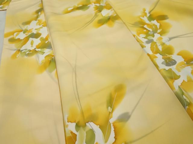 平和屋着物■上質な小紋　手描き　草花文　暈し染め　正絹　逸品　AAAZ6142cs