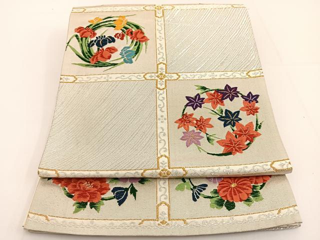 平和屋着物◎六通柄袋帯　唐織　天井花丸文　金銀糸　正絹　逸品　BAAT3466ui