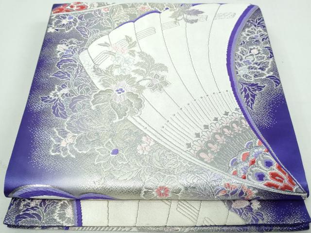 Other - 平和屋着物◎六通柄袋帯　唐織　幾何学更紗花文　銀糸　正絹　逸品　DAAT2265qa