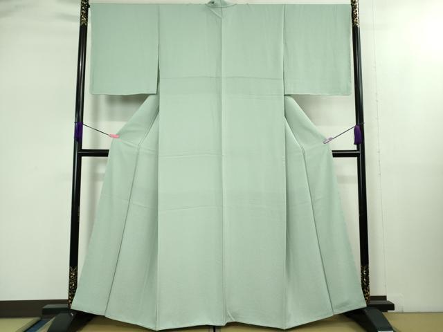 平和屋着物■極上　色無地　牡丹唐草文様　青磁鼠色　反端付き　逸品　未使用　DZAB1696kh5