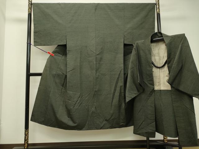 平和屋着物●男性 紬 アンサンブル 仙斎茶色 正絹 逸品 DAAT1133tw