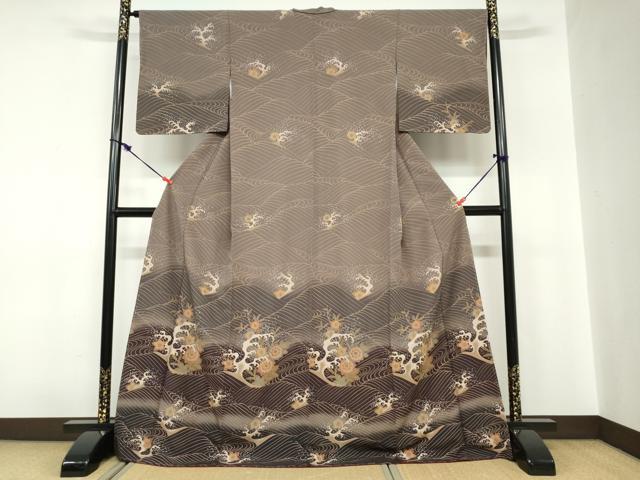 平和屋着物●訪問着　立波草花文　暈し染め　ロング丈　洗える着物　DABC2329ud