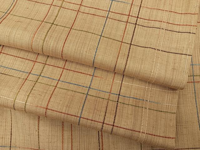 平和屋着物●上質な紬 格子柄 正絹 逸品 BAAQ1494fw