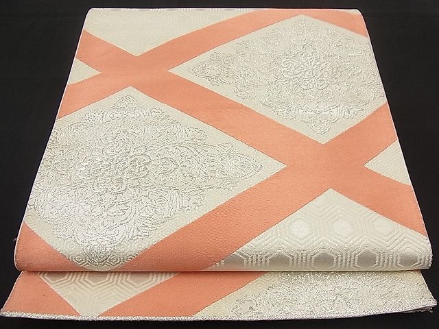 平和屋着物■六通柄袋帯　唐織　吉祥花菱文　銀糸　逸品　n-wb1927