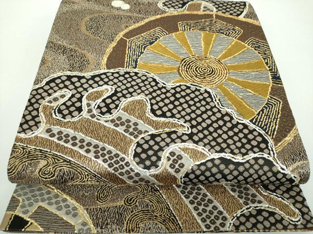 平和屋着物●六通柄袋帯 唐織 立波源氏車 金銀糸 正絹 逸品 DABB4637ps