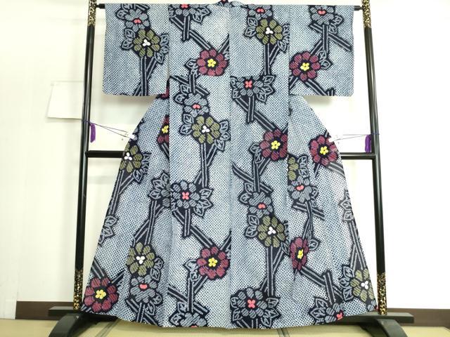 平和屋本店■極上　夏物　浴衣　有松鳴海絞り　草花文　綿　逸品　未使用　DZAA20147kh5