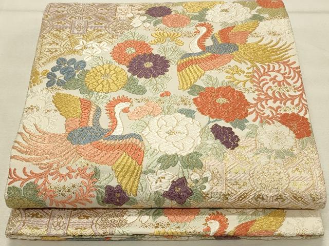 平和屋着物◎六通柄袋帯　唐織　鳳凰花文　金糸　正絹　逸品　DAAS8316qp