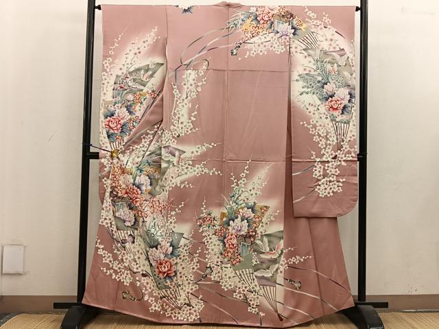 平和屋着物■豪華振袖 御所車飛鶴花文 暈し染め 金彩 正絹 逸品 BAAV0718mz