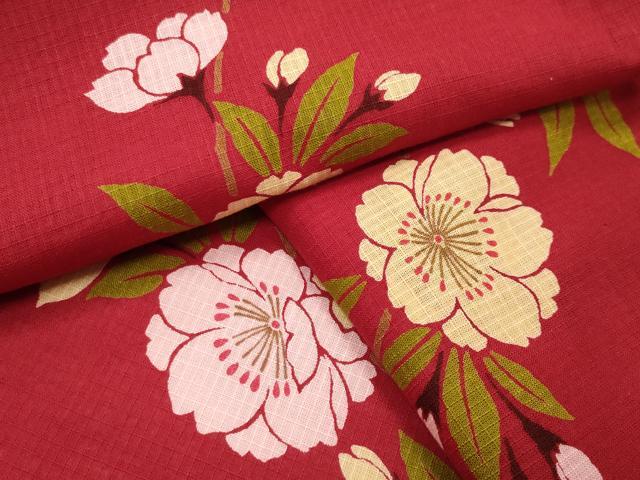 Female Yukatas - 平和屋着物∴夏物　綿紅梅　浴衣　枝桜文　綿　逸品　CABG4023gh