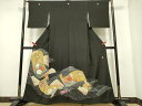 平和屋着物■豪華黒留袖 作家物 扇面花鳥文 金彩 正絹 逸品 DAAI4373yyy