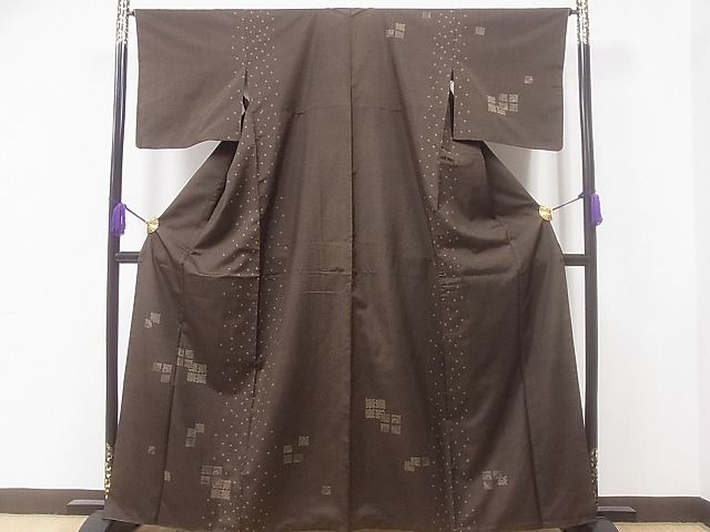 平和屋着物■本場染大島紬 付下げ 色紙鹿の子草花文 逸品 CAAD7801ev