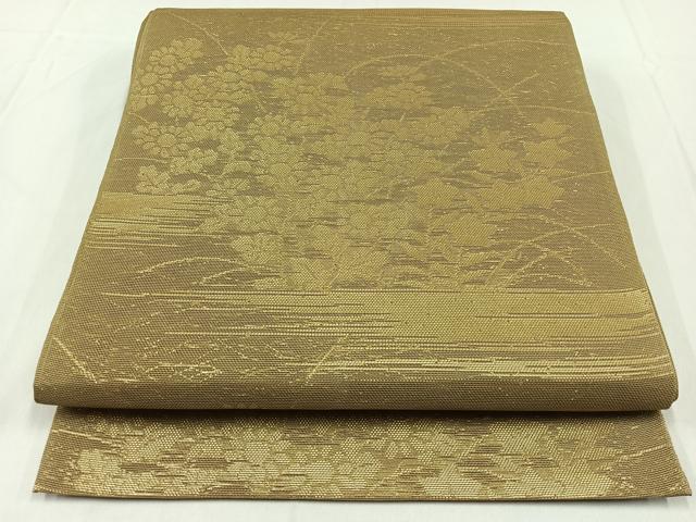 平和屋着物＊夏物　六通柄京袋帯　草花文　金糸　正絹　逸品　AAAY8286jh