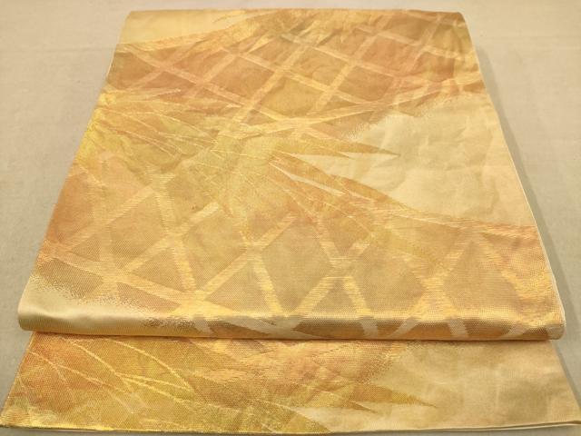 平和屋着物◎六通柄袋帯　草葉文　金糸　正絹　逸品　AABC8460dt
