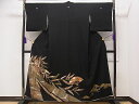 平和屋着物■豪華黒留袖 駒刺繍 飛鶴御所車花文 金銀彩 逸品 CAAD3909dy