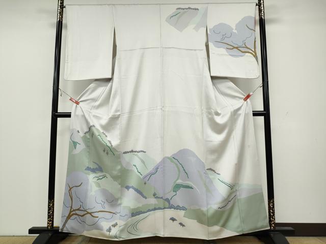 Full-Length Under-Kimono - 平和屋着物●訪問着　作家物　遠山草木文　正絹　逸品　CAAY5121ut