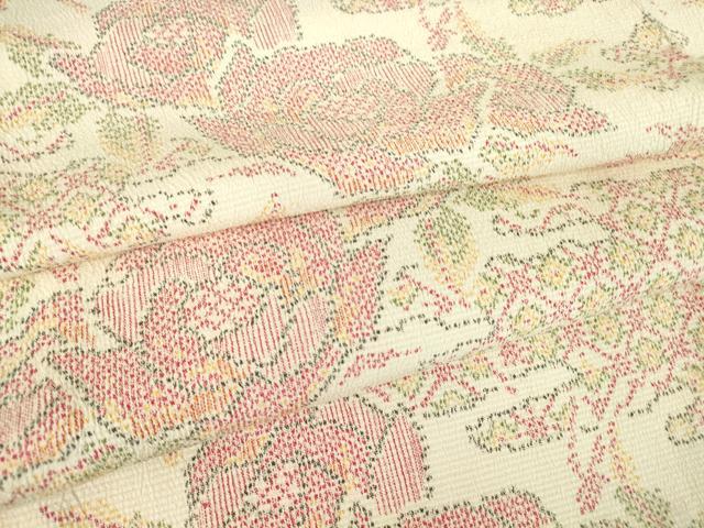 Kimono - 平和屋着物▽本塩沢　単衣　牡丹文　正絹　逸品　DAAT9853az