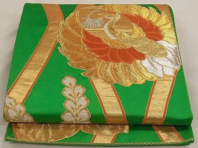 平和屋1◎六通柄袋帯　立涌飛鶴鞠花文　金銀糸　逸品　CAAD6134ku