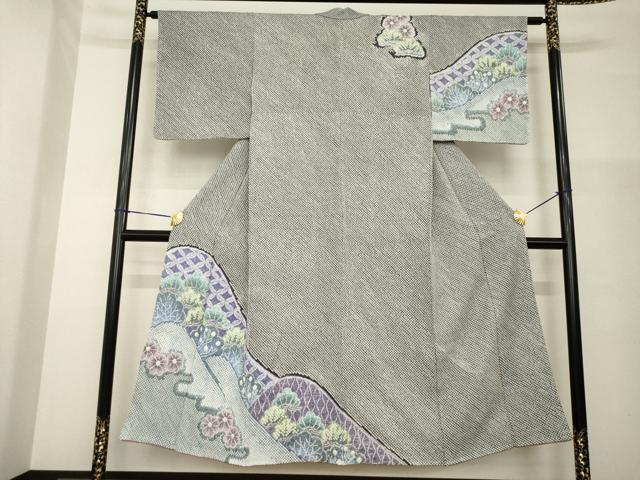 平和屋着物●極上　名門　藤娘きぬたや・総絞り　杢目絞り　逸品　未使用　DZAB3506kh6 平和屋本店＊極上 夏物 名門 藤娘きぬたや・総絞り 杢目絞り 小紋 絽