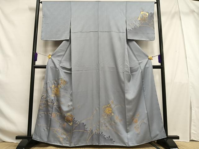 平和屋着物■訪問着　色紙草花文　金彩　正絹　逸品　未使用　AABF6247oa