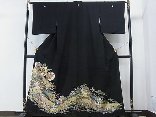 平和屋着物■豪華黒留袖 人物風景文 金彩 逸品 CAAD9716th 平和屋着物■豪華黒留袖 人物風景文 金彩 逸品 CAAD9716th
