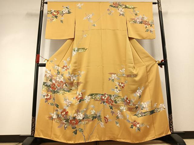 平和屋着物●訪問着　刺繍　草花文　金銀彩　正絹　逸品　AABI1630fy