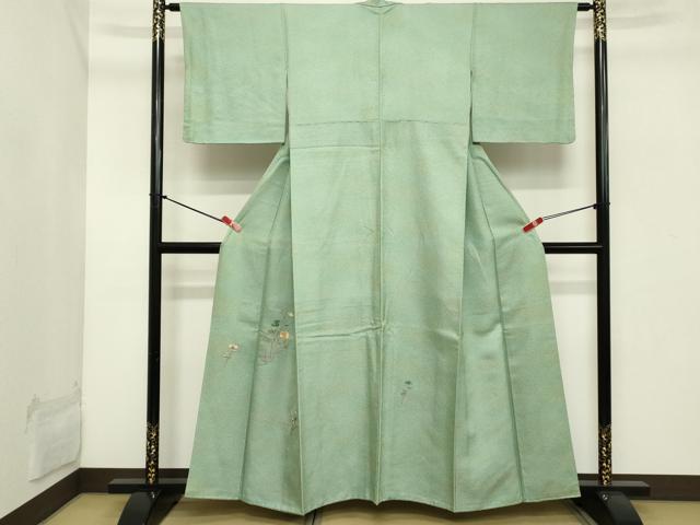 平和屋着物■色留訪問着　刺繍　草花文　正絹　逸品　DABB8789cd