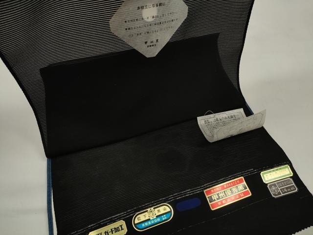 平和屋着物＊夏物　黒紋付　黒反物　着尺　湯のし前　駒絽　甲州優秀黒　藍下染　逸品　未使用　DABC1774zzz