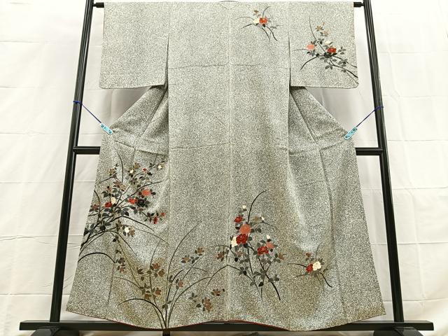 平和屋着物■訪問着 草花文 たたき染め 金彩 正絹 逸品 BAAO7304xa
