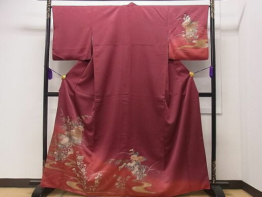 平和屋着物■訪問着 流水草花文 暈し染め 金彩 逸品 CAAB8453dy 平和屋着物■訪問着 流水草花文 暈し染め 金彩 逸品 CAAB8453dy